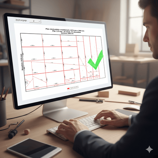 Intuicyjny interfejs programu do cięcia płyt
